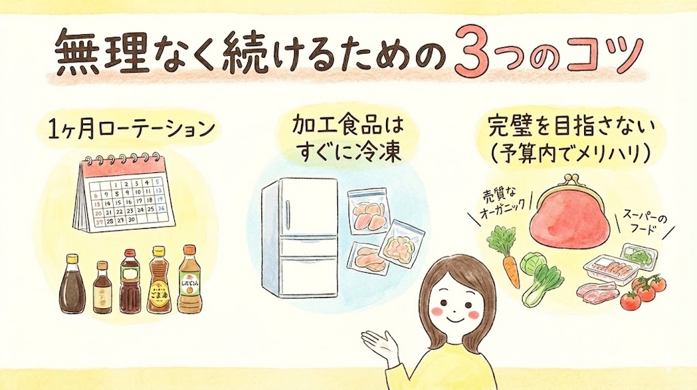 無理なく無添加生活を続けるための3つのコツ