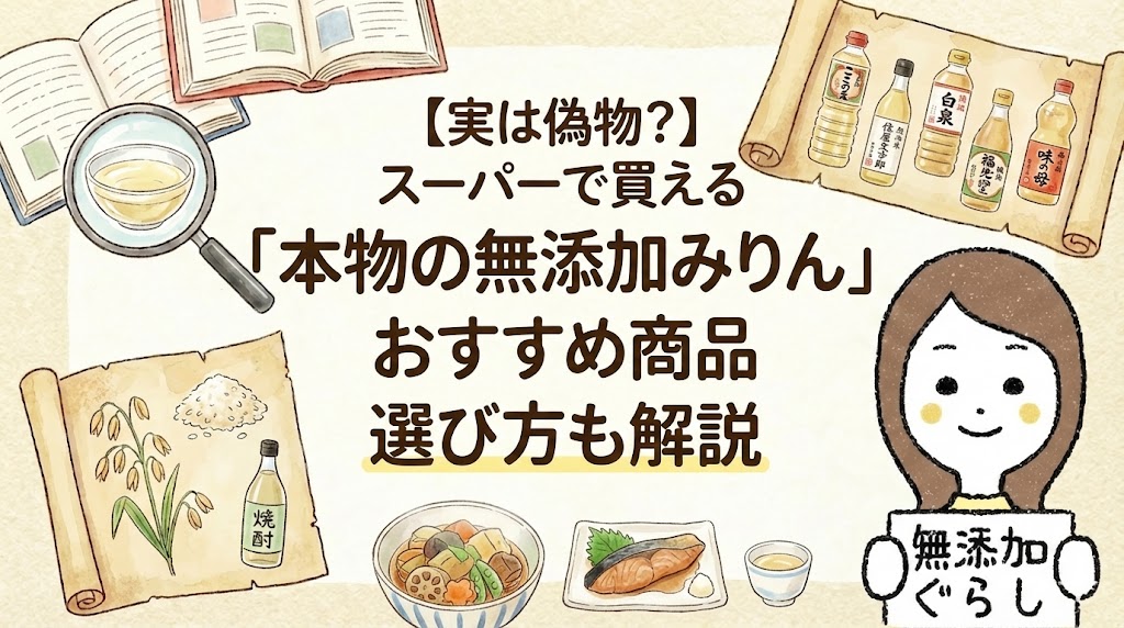 【実は偽物？】スーパーで買える「本物の無添加みりん」おすすめ商品　選び方も解説 のイラスト
