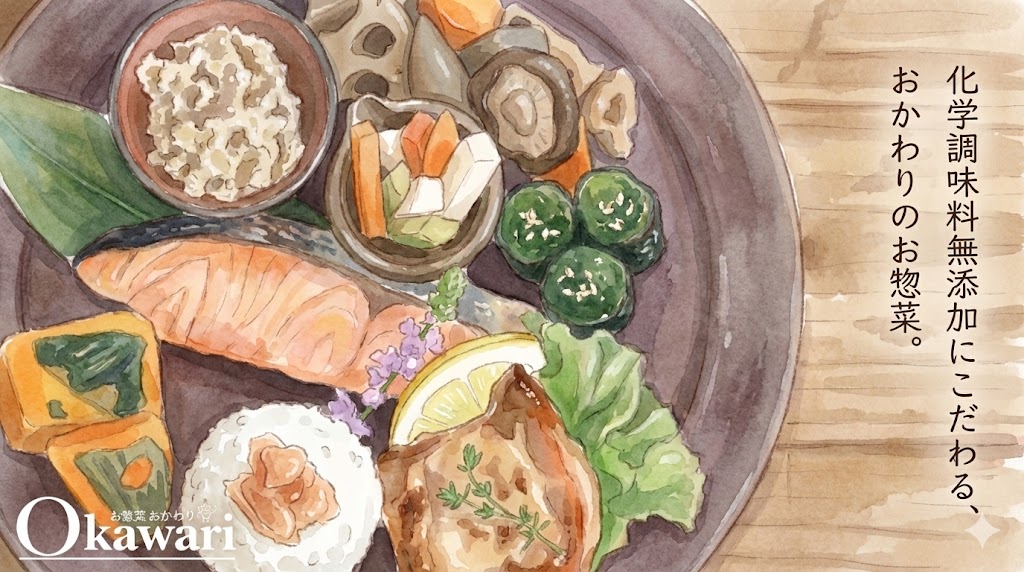 無添加冷凍食品が食べられる惣菜 おかわりのイラスト