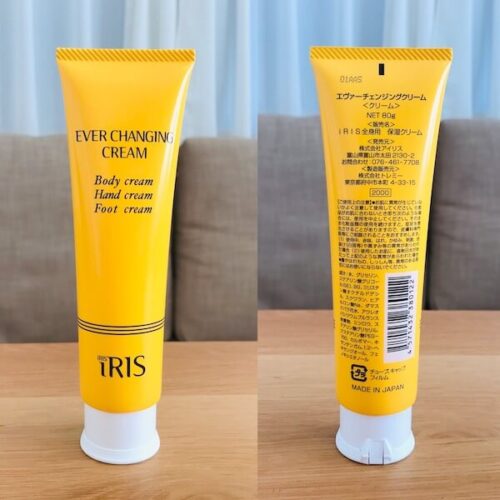 アイリス エバーチェンジングクリーム パッケージと成分表示欄の写真