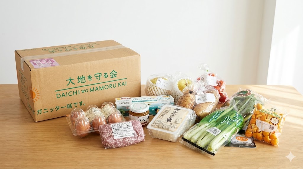 実際に取り寄せた大地を守る会のお試しセットの写真