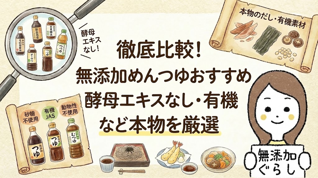 徹底比較！無添加めんつゆおすすめ　酵母エキスなし・有機など本物を厳選　のイラスト