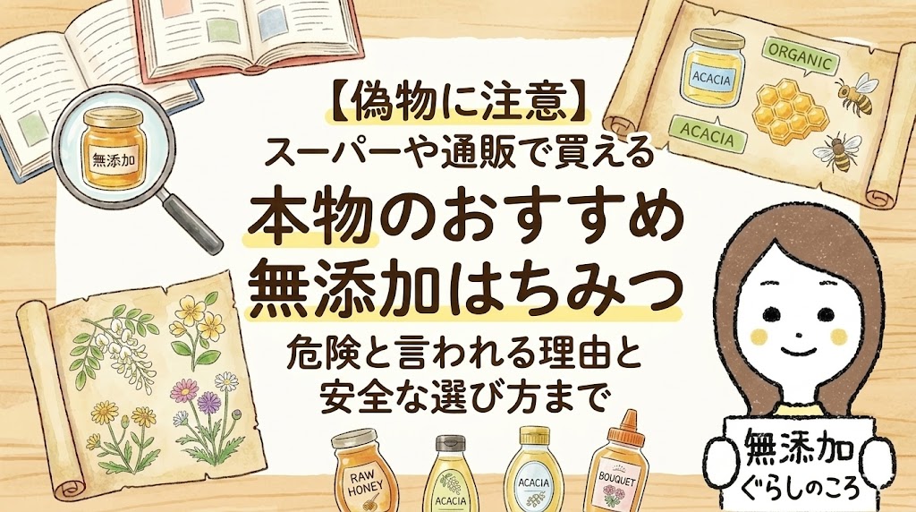 【偽物に注意】スーパーや通販で買える本物のおすすめ無添加はちみつ　危険と言われる理由と安全な選び方まで　のイラスト