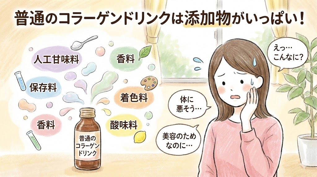 普通のコラーゲンドリンクには添加物がいっぱい