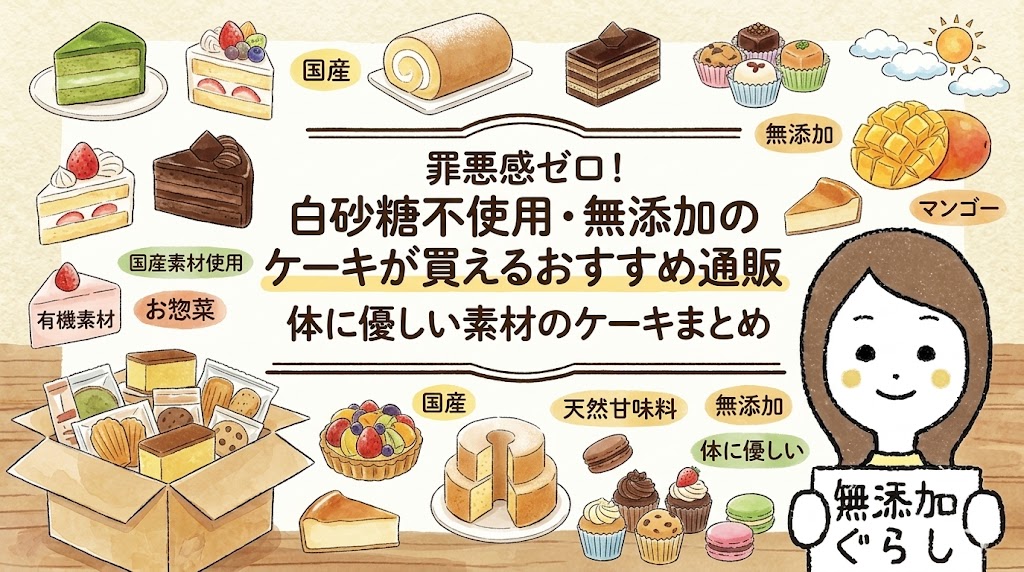 罪悪感ゼロ！白砂糖不使用・無添加のケーキが買えるおすすめ通販 のイラスト