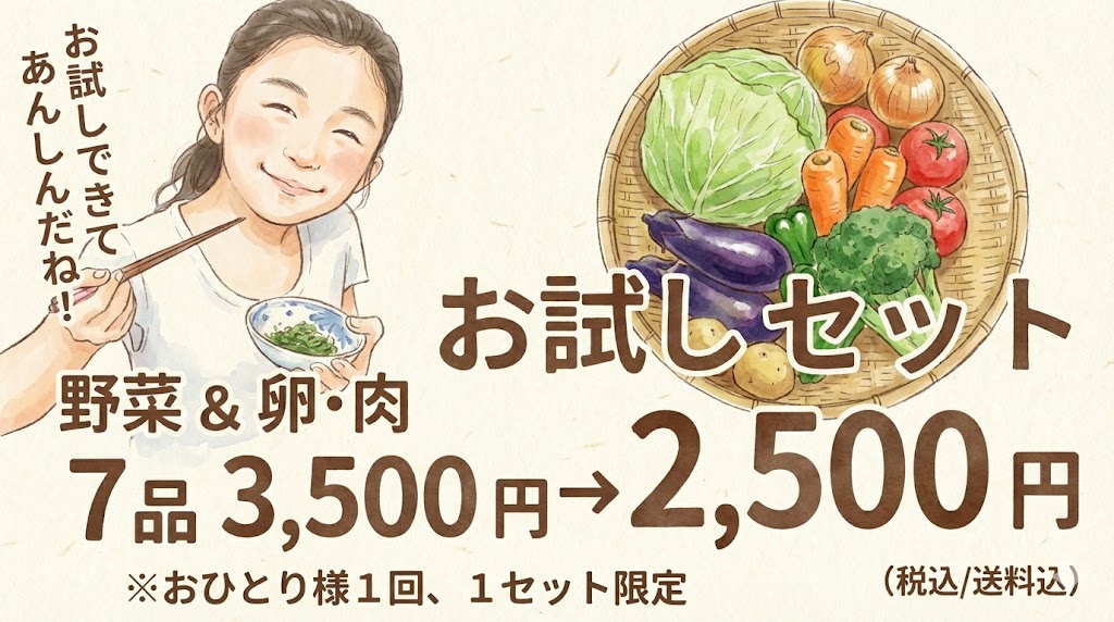 無農薬野菜ミレーのお試しセットのイラスト