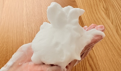 サプミーレのパウダーウォッシュを泡立てたところの写真