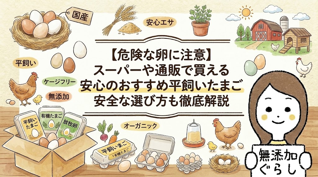 【危険な卵に注意】スーパーや通販で買える安心のおすすめ平飼いたまご　安全な選び方も徹底解説　のイラスト